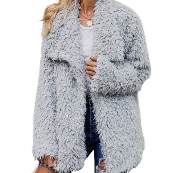 1 medium left! ✨ Gray fuzzy coat! - Picture 4 of 6